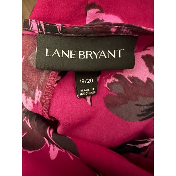 Lane Bryant Floral Top with Lace Sleeves, Berry Pink, Plus Size 18/20 - Picture 6 of 7